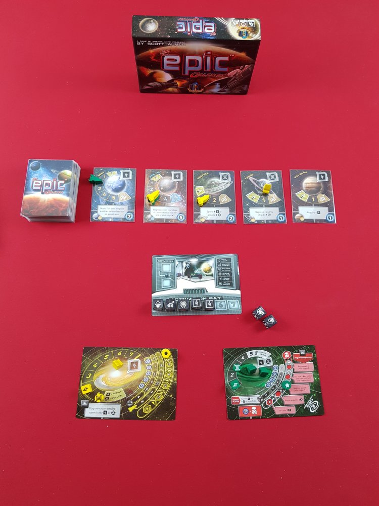 A picture of a setup of the game for solo mode